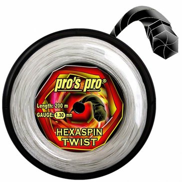Tenisový výplet PRO´S PRO Hexaspin Twist 200m 1,30 bílý