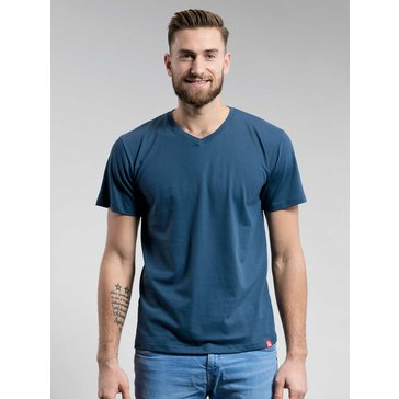 Pánské bavlněné triko CityZen výstřih do V, modré, vel. 3XL