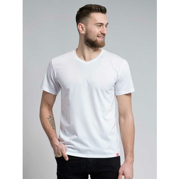 Pánské bavlněné triko CityZen výstřih do V, bílé, vel. 5XL